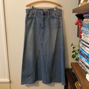 Levi’s maxi denim skirt with frayed hem